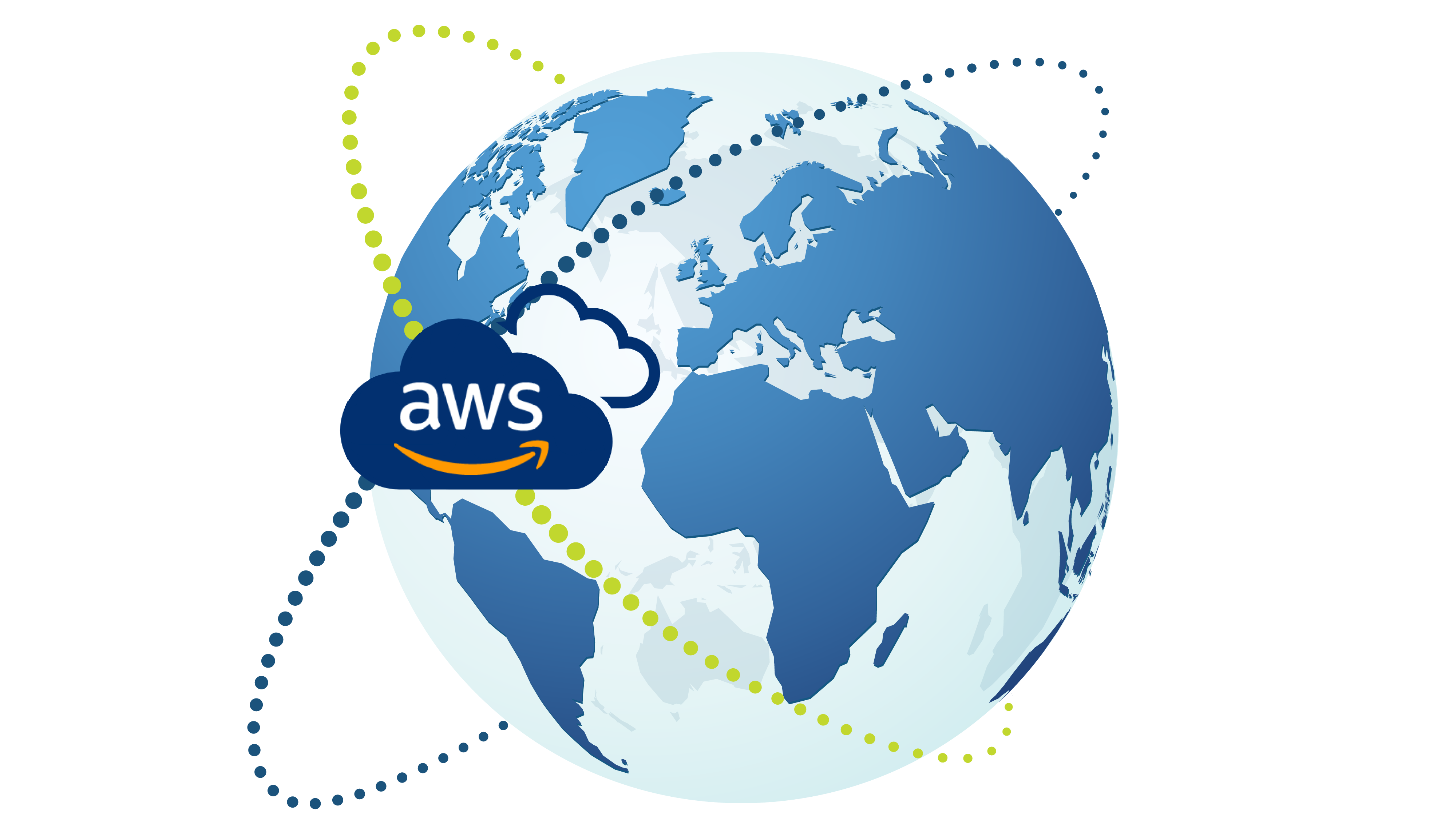 A globe with CloudFront edge locations connected by speedy, flowing data streams to a central AWS cloud icon, showcasing global reach and efficiency.